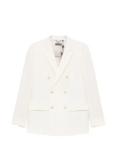 Antony Morato Double-breasted Slub-texture Jacket In White