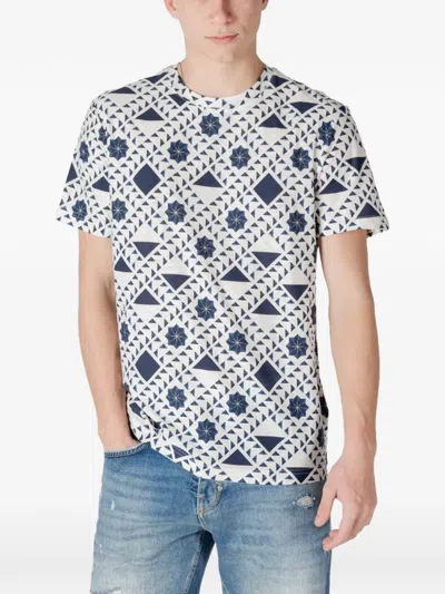 Antony Morato Geometric-print Cotton T-shirt In Neutral