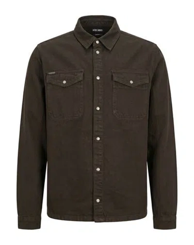 Antony Morato Man Denim Shirt Dark Green Size 44 Cotton