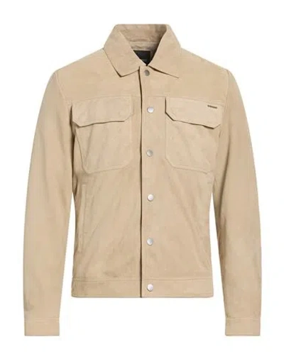 Antony Morato Man Jacket Beige Size 40 Leather In Brown