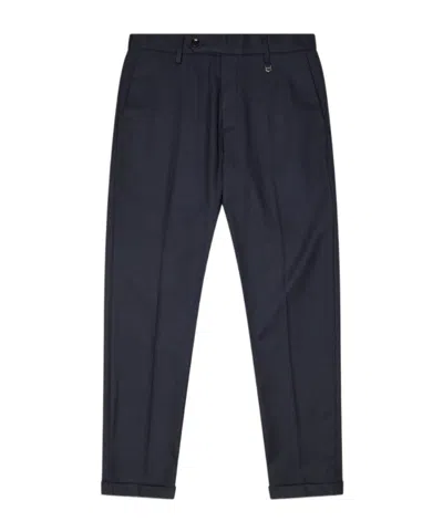 Antony Morato Slim Fit Ankle Length 'rad' Trousers In Stretch Viscose Blend Twill In Blue