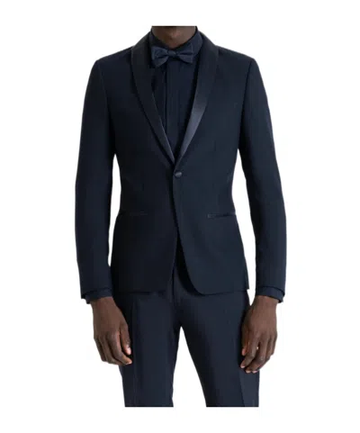 Antony Morato Slim Fit 'roxanne' Jacket In Viscose Blend Fabric With Satin Details In Blue