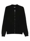 Antony Morato Zip-up Ribbed-knit Cardigan In Black