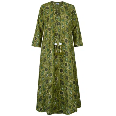 Antra Designs Women's Green The Incara Juniper Cotton Kaftan