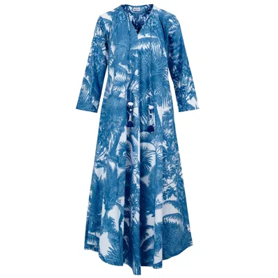 Antra Designs Women's Meilikki Marine Blue Cotton Kaftan