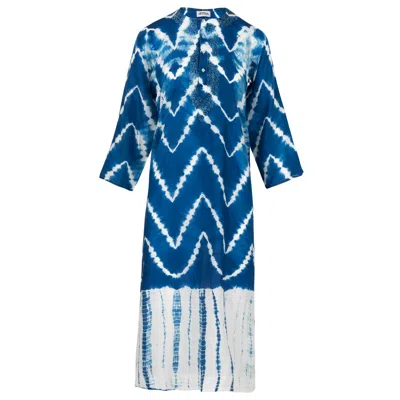 Antra Designs Women's The Pheme Silk Kaftan Deep Blue Sea