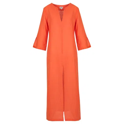 Antra Designs Women's Yellow / Orange Maxi Linen Tangerine