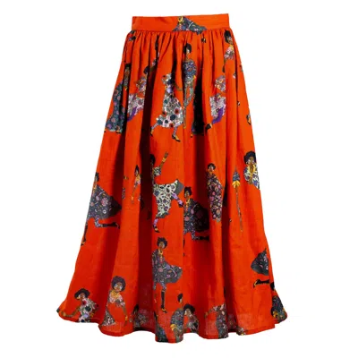 A.nty Story Lady Audre - A Line Gathered Skirt In Red