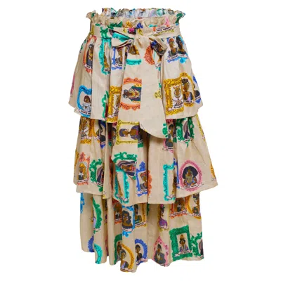 A.nty Story Neutrals Lady Eshe - Layered Midi Skirt In Multi