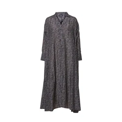 Anuk Women's Black / White Three Sixty Long Sleeve Kaftan Dress - Elephant In Black/white