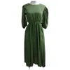 Anuk Women's Green Laila Maxi Cut Out Dress With Puff Sleeves