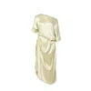 Anuk Women's Green Off Shoulder Knotted Dress - Mint In Green
