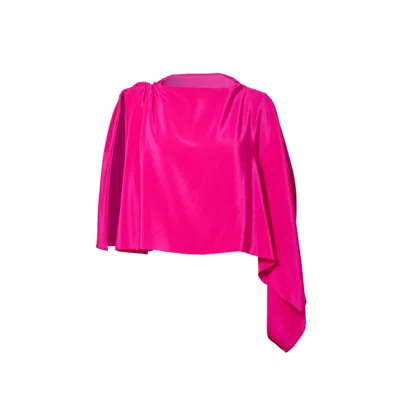 Anuk Women's Pink / Purple Asymmetric Scarf Blouse - Fuchsia In Pink/purple