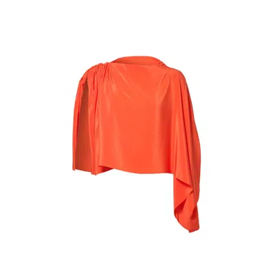 Anuk Women's Yellow / Orange Asymmetric Scarf Blouse - Dark Orange In Yellow/orange