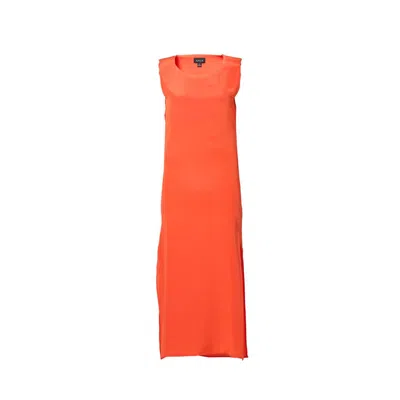 Anuk Women's Yellow / Orange Column Dress With Padded Shoulders And Cowl Back - Dark Orange In Yellow/orange