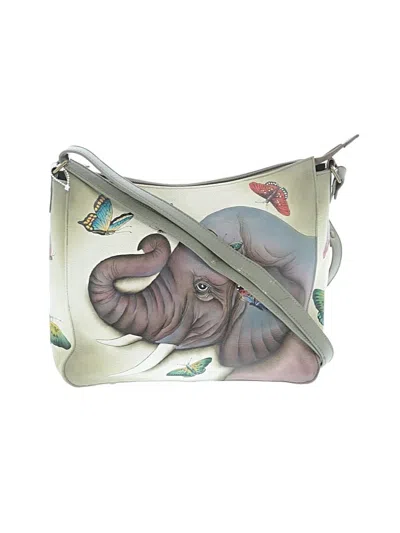 Pre-owned Anuschka Crossbody Bag In Ivory