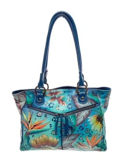 Pre-owned Anuschka Leather Tote In Blue