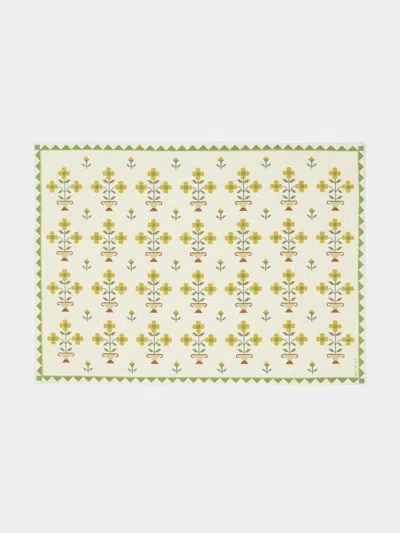 Anut Ottoman Vase Hand-printed Cotton Placemats (set Of 4)  Cairo Abask Gift Set In Multi