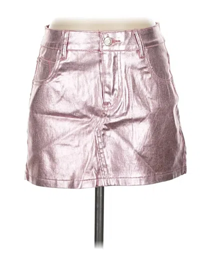 Pre-owned Anwnd Faux Leather Skirt In Pink