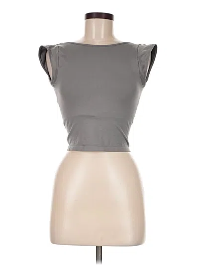 Pre-owned Anwnd Short Sleeve Top Gray Sweetheart Neckline Tops