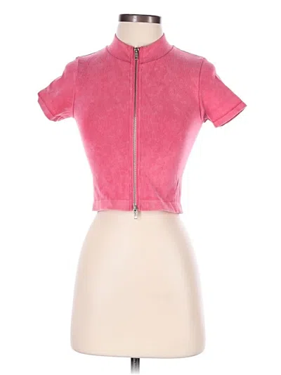 Pre-owned Anwnd Short Sleeve Top Pink Mock Neckline Tops