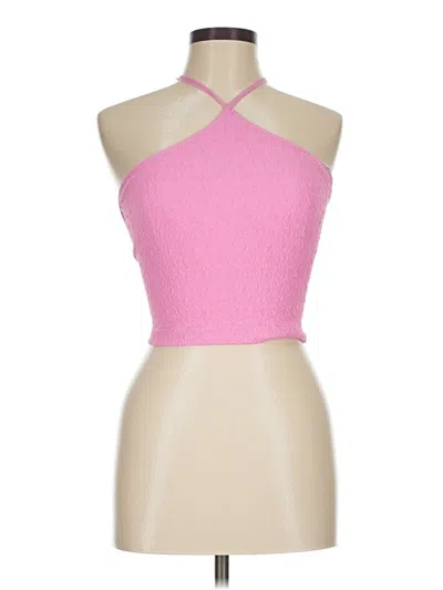 Pre-owned Anwnd Tank Top Pink Halter Neckline Tops