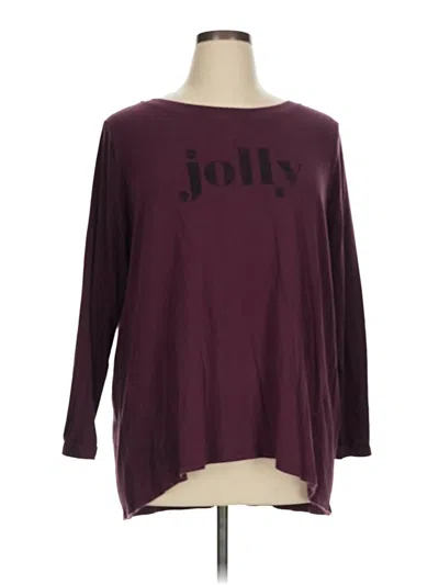 Pre-owned Any Body 3/4 Sleeve T-shirt In Burgundy