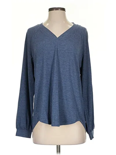 Pre-owned Any Body Long Sleeve Henley Shirt In Blue