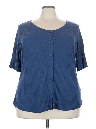 Pre-owned Any Body Short Sleeve Blouse In Blue