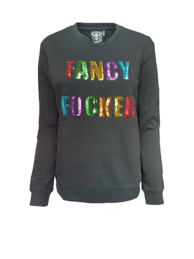 Any Old Iron Women's Black Rainbow Fancy Fucker Sequin Sweatshirt