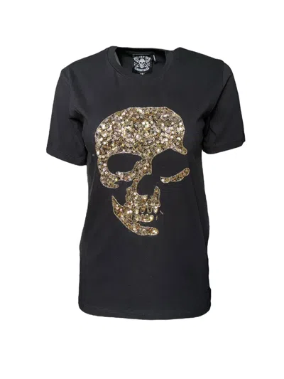 Any Old Iron Black / Gold Men's Golden Shadow Skull Beaded T-shirt