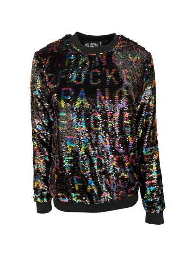 Any Old Iron Black / Gold Men's Reversible Sequin Rainbow Fancy Fucker Sweatshirt In Black/gold