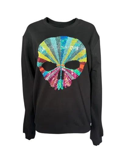 Any Old Iron Black / Gold Multicolor Men's Rainbow Skull Sweatshirt In Black/gold