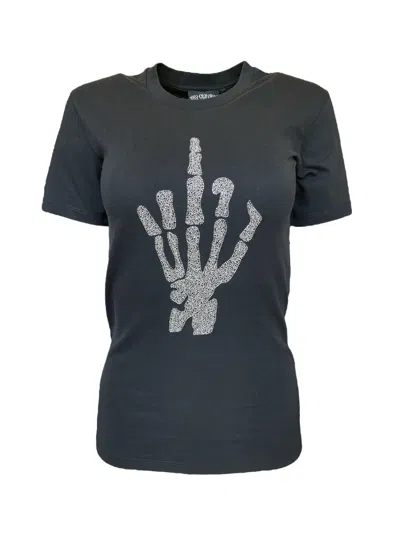 Any Old Iron Black / Silver  Men's Skull Finger T-shirts In Black/silver