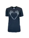Any Old Iron Women's Black / Silver Silver Beaded Skull Heart Black T-shirt In Black/silver