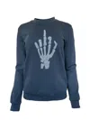 Any Old Iron Black / Silver Men's Silver Beaded Skull Finger Black Sweatshirt In Black/silver