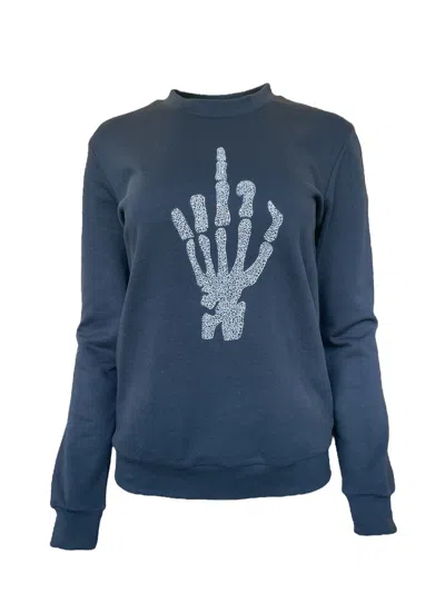 Any Old Iron Black / Silver  Mens Skull Finger Sweatshirts In Black/silver