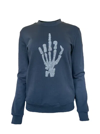Any Old Iron Black / Silver Men's Silver Beaded Skull Finger Black Sweatshirt In Black/silver