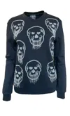 Any Old Iron Black / Silver Men's Silver Beaded Skull Fringe Sweatshirt In Black/silver