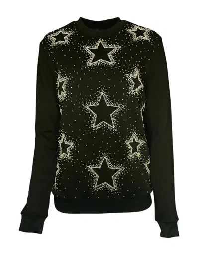 Any Old Iron Black / Silver Men's Silver Beaded Starburst Sweatshirt In Multi