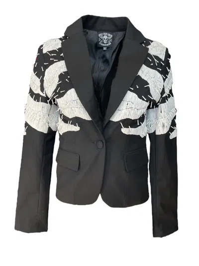 Any Old Iron Black / White Black & White Beaded Magpie Suit In Black/white