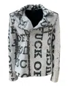 Any Old Iron Black / White Men's Black & White Large Fucks Sequin Moto In Black/white