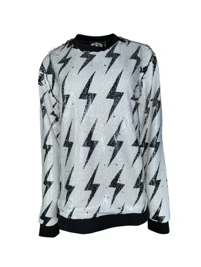 Any Old Iron Black / White Men's Black & White Ziggy Sequin Sweatshirt In Multi