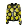 Any Old Iron Black / Yellow / Orange Men's Yellow Smiley Reversible Sequin Bomber Jacket In Black/yellow/orange