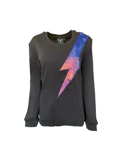 Any Old Iron Gold / Black Men's Iridescent Oil Slick Reversible Sequin Lightning Sweatshirt In Gold/black