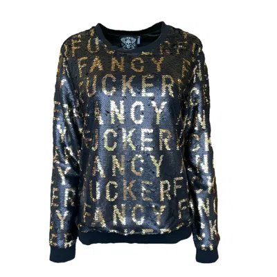 Any Old Iron Gold / Black  Men's Sequin Fancy Fucker Sweatshirt In Gold/black