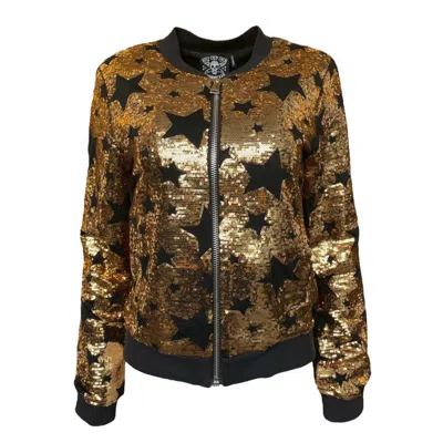 Any Old Iron Gold / Black  Mens Goldie Bomber Jacket In Gold/black
