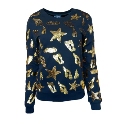Any Old Iron Gold / Black Men's Golden Leopard Star Sequin Sweatshirt In Gold/black