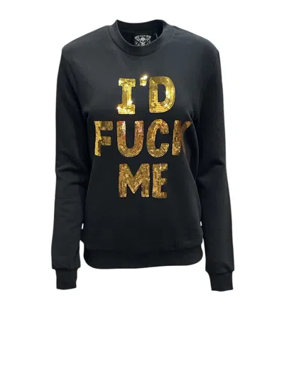 Any Old Iron Gold / Black Men's Golden Sequin I'd Fuck Me Sweatshirt In Gold/black