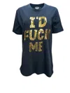 Any Old Iron Gold / Black Men's Golden Sequin I'd Fuck Me T-shirt In Gold/black